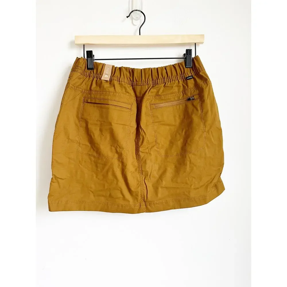 NWT prAna Double Peak Skort Antique Bronze Size 4 Yellow Gold